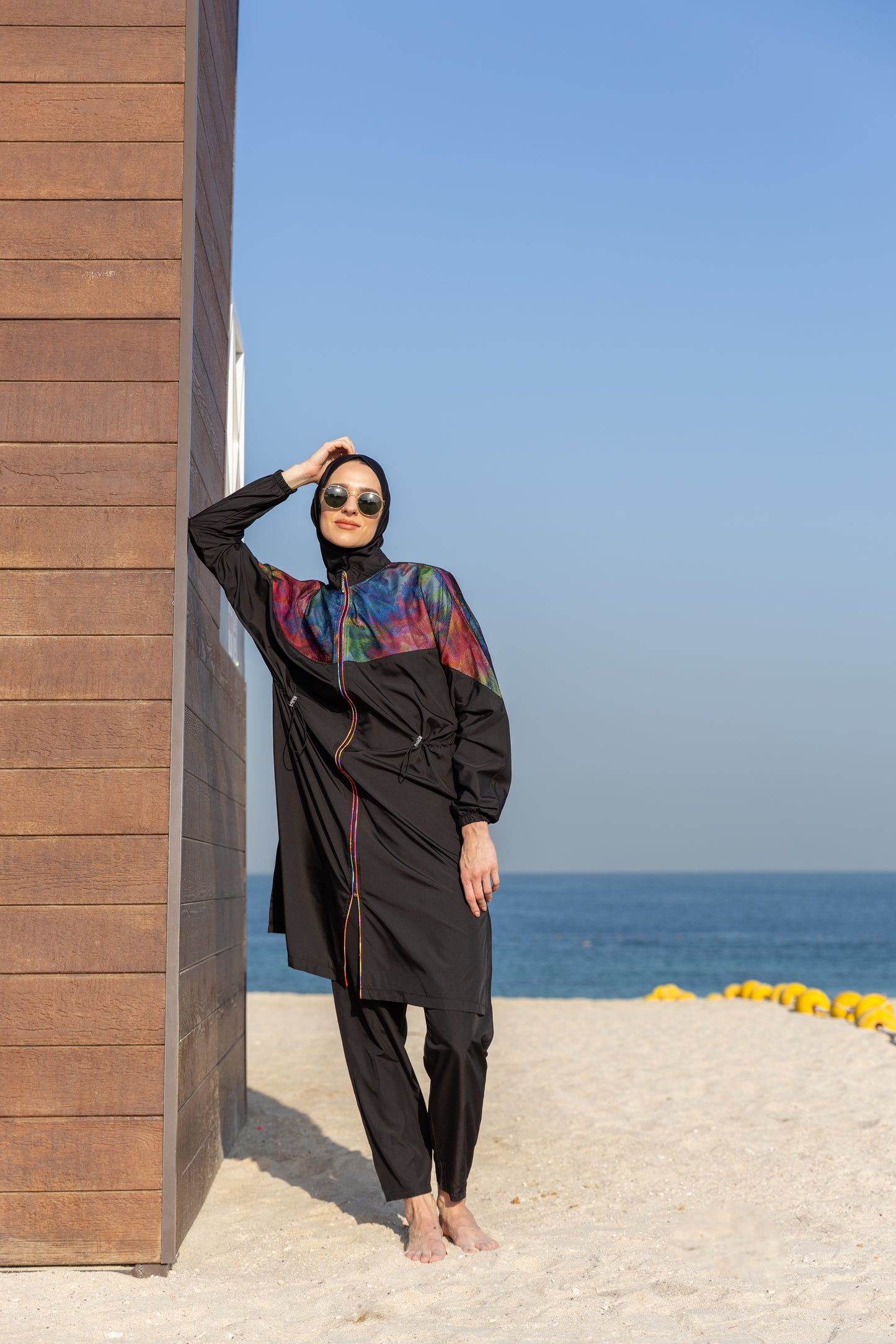 Modest Swimwear Set – Printed Long Top & Flare Pant Heba Boutique