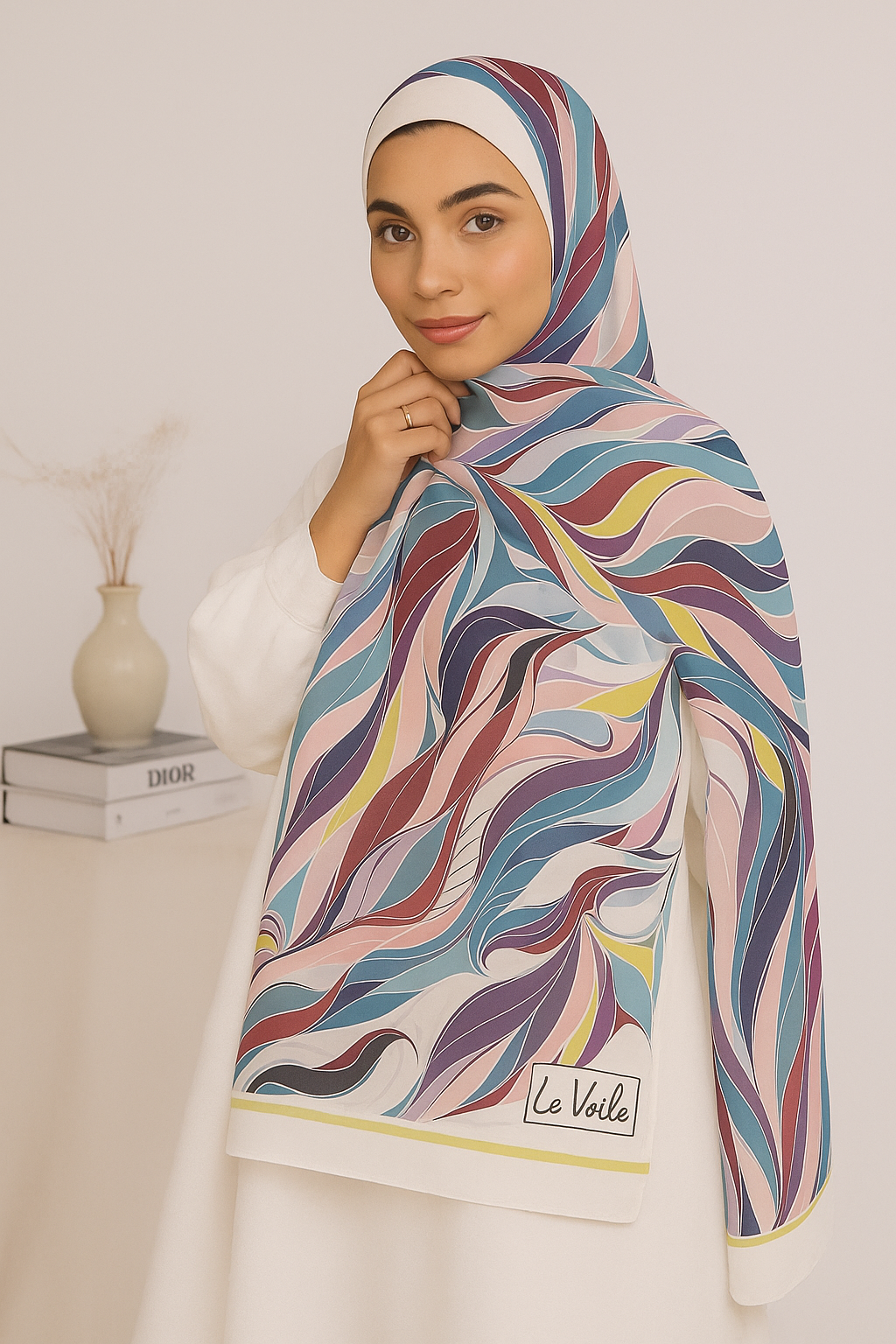 🧕 Digital Printed Crêpe Chiffon Hijab – Elegant & Practical