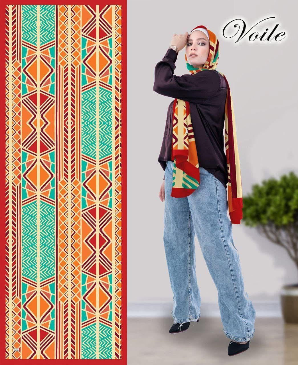 🧕 Digital Printed Crêpe Chiffon Hijab – Elegant & Practical
