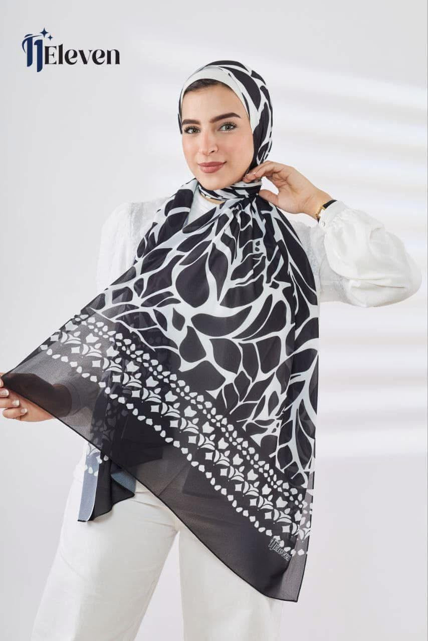 🧕 Digital Printed Crêpe Chiffon Hijab – Elegant & Practical