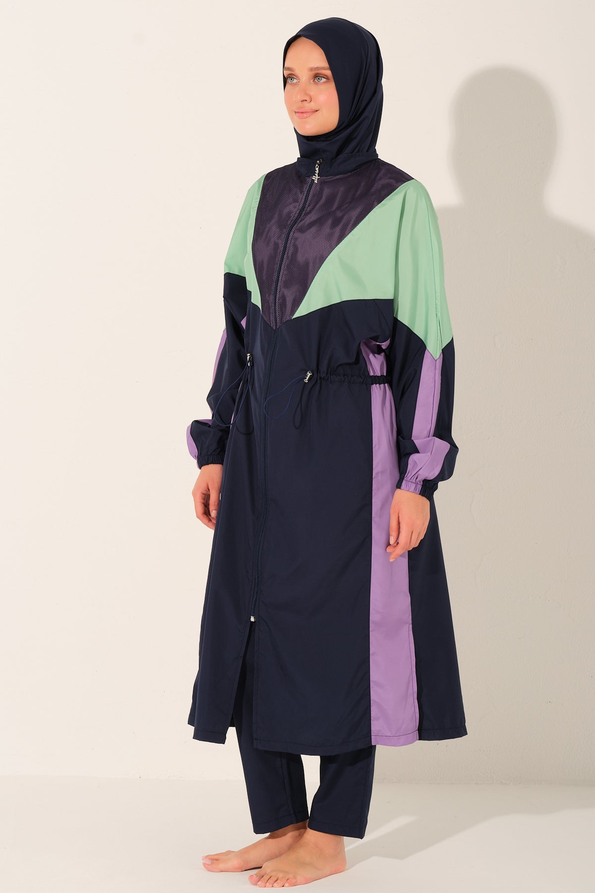 Sporty Modest Swim Set – Color Block Design Heba Boutique