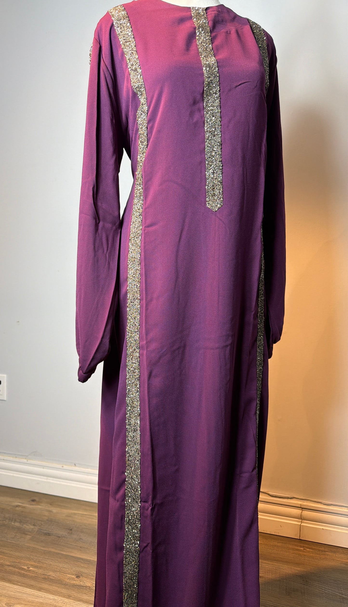 Elegant Modest Abaya with Shimmering Trim Heba Boutique