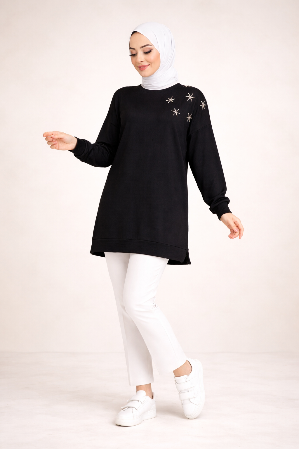 Modest Textured Tunic – Turkish Crepe Stretch Heba Boutique
