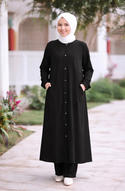 Black Modest Set – Button Front Design