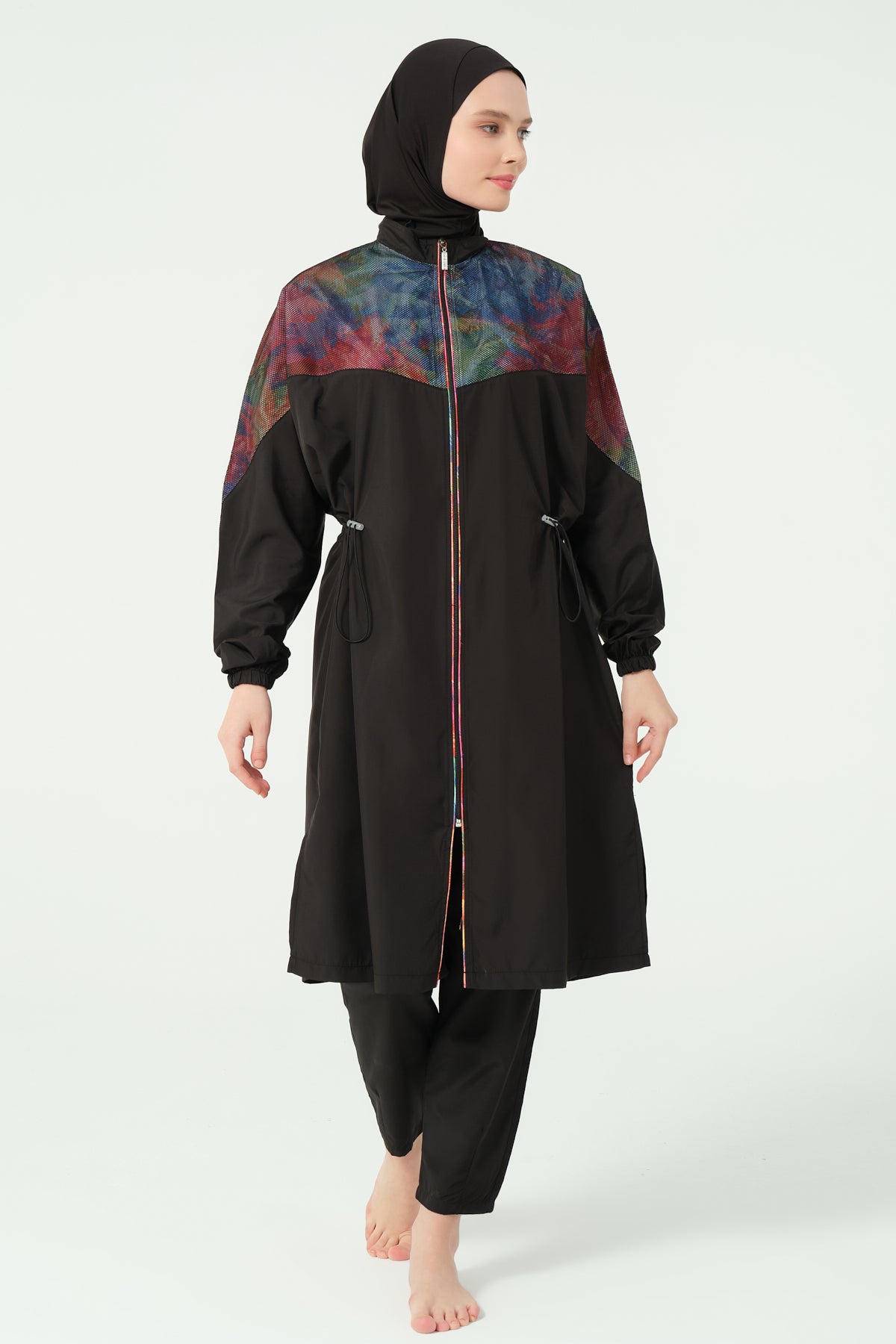 Modest Swimwear Set – Printed Long Top & Flare Pant Heba Boutique