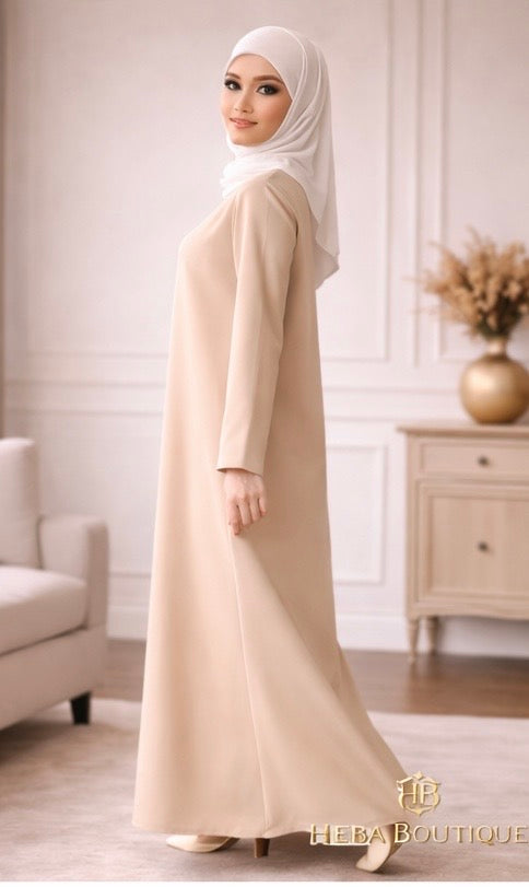 Rosaline Solid Modest Maxi Dress Heba Boutique