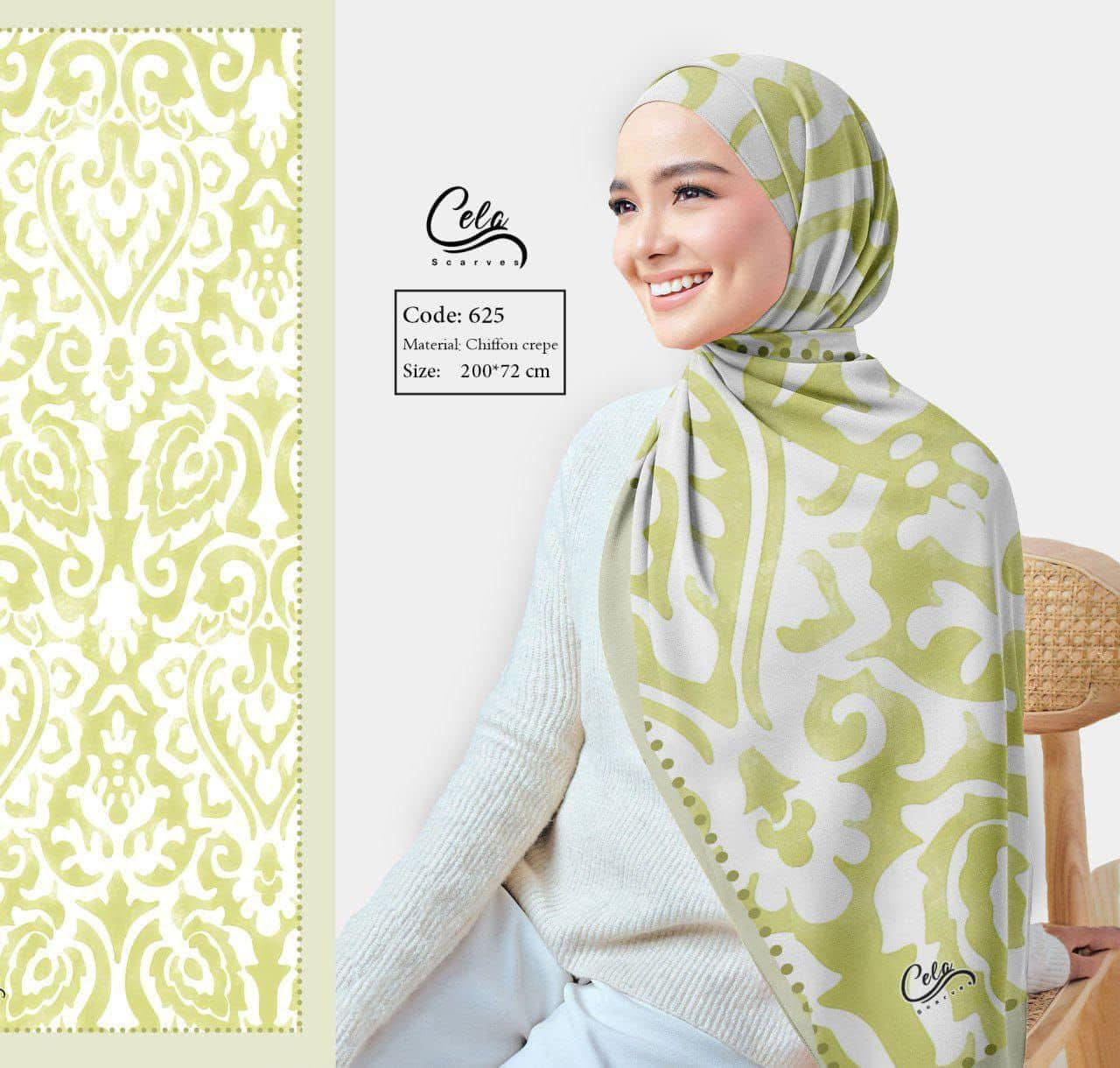 🧕 Digital Printed Crêpe Chiffon Hijab – Elegant & Practical