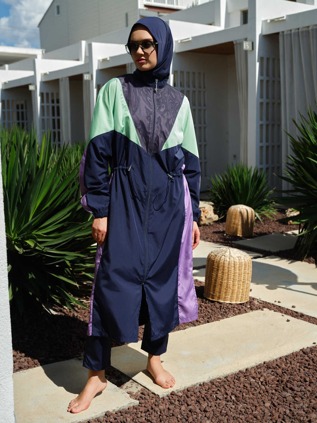 Sporty Modest Swim Set – Color Block Design Heba Boutique