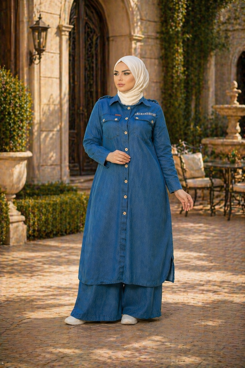 Denim Two-Piece Set | Modest & Stylish | Blue & Black Heba Boutique