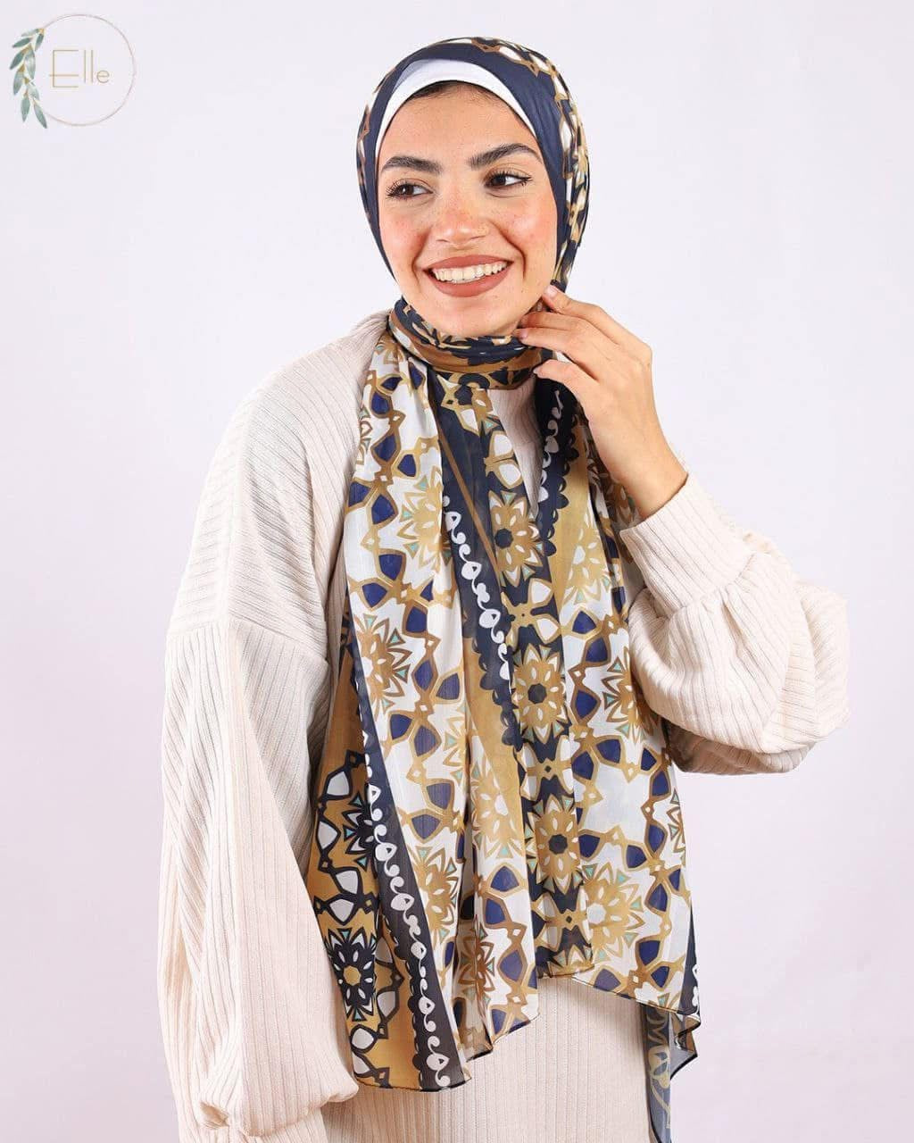 🧕 Digital Printed Crêpe Chiffon Hijab – Elegant & Practical