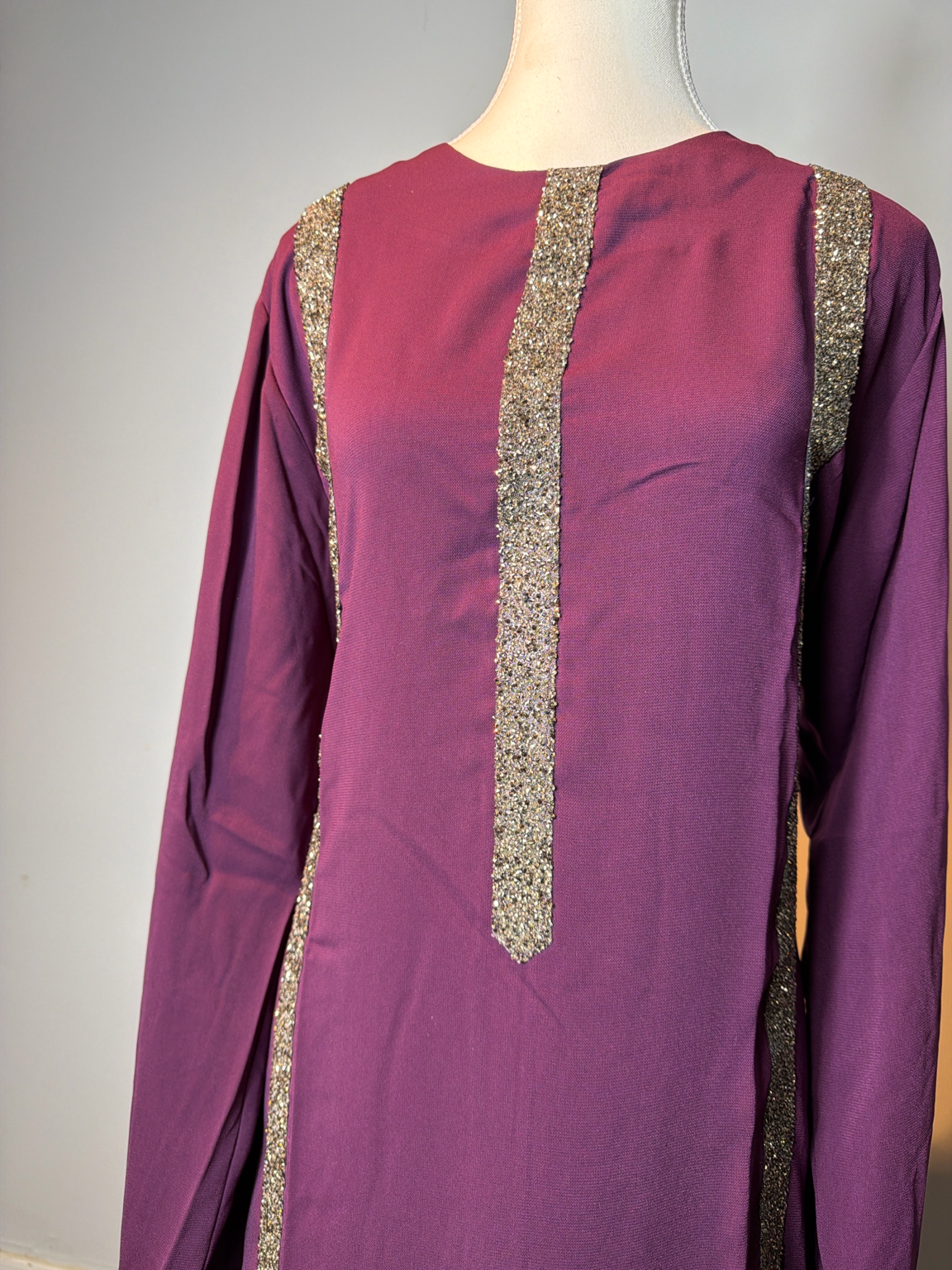 Elegant Modest Abaya with Shimmering Trim Heba Boutique