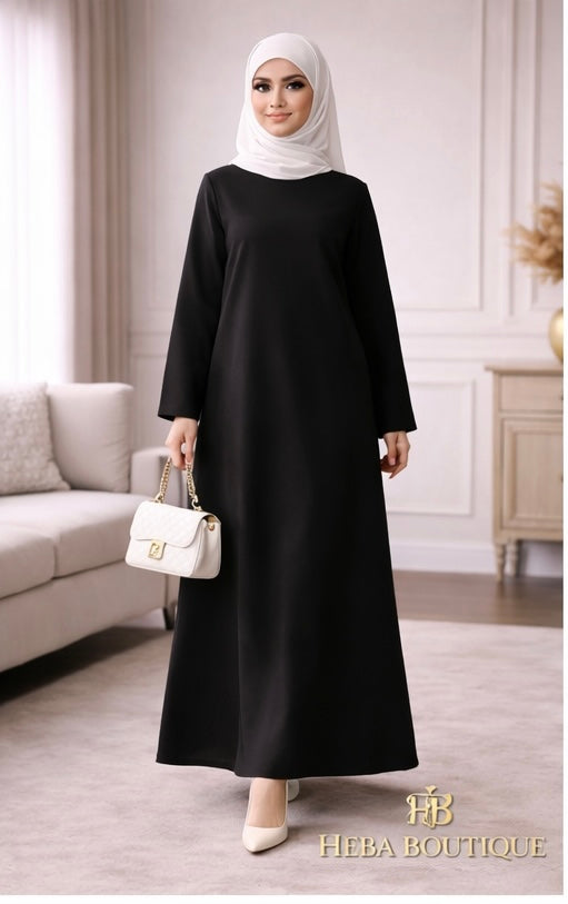 Rosaline Solid Modest Maxi Dress Heba Boutique
