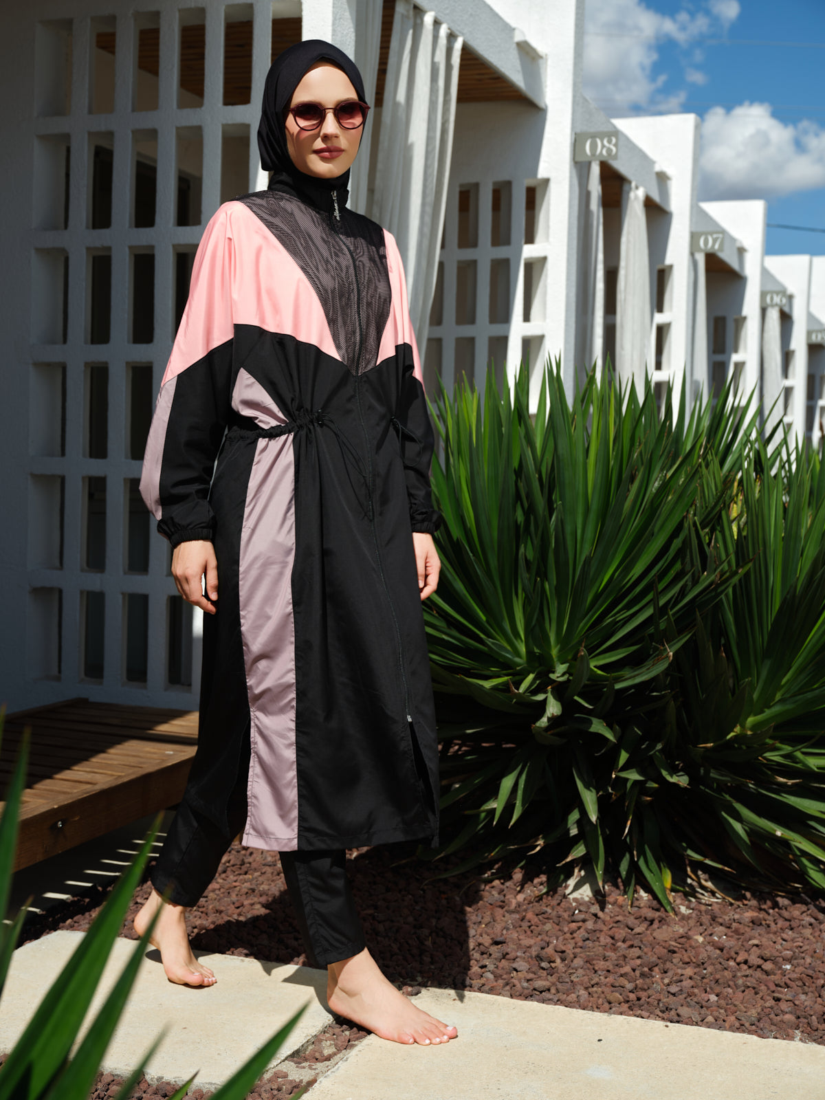 Sporty Modest Swim Set – Color Block Design Heba Boutique