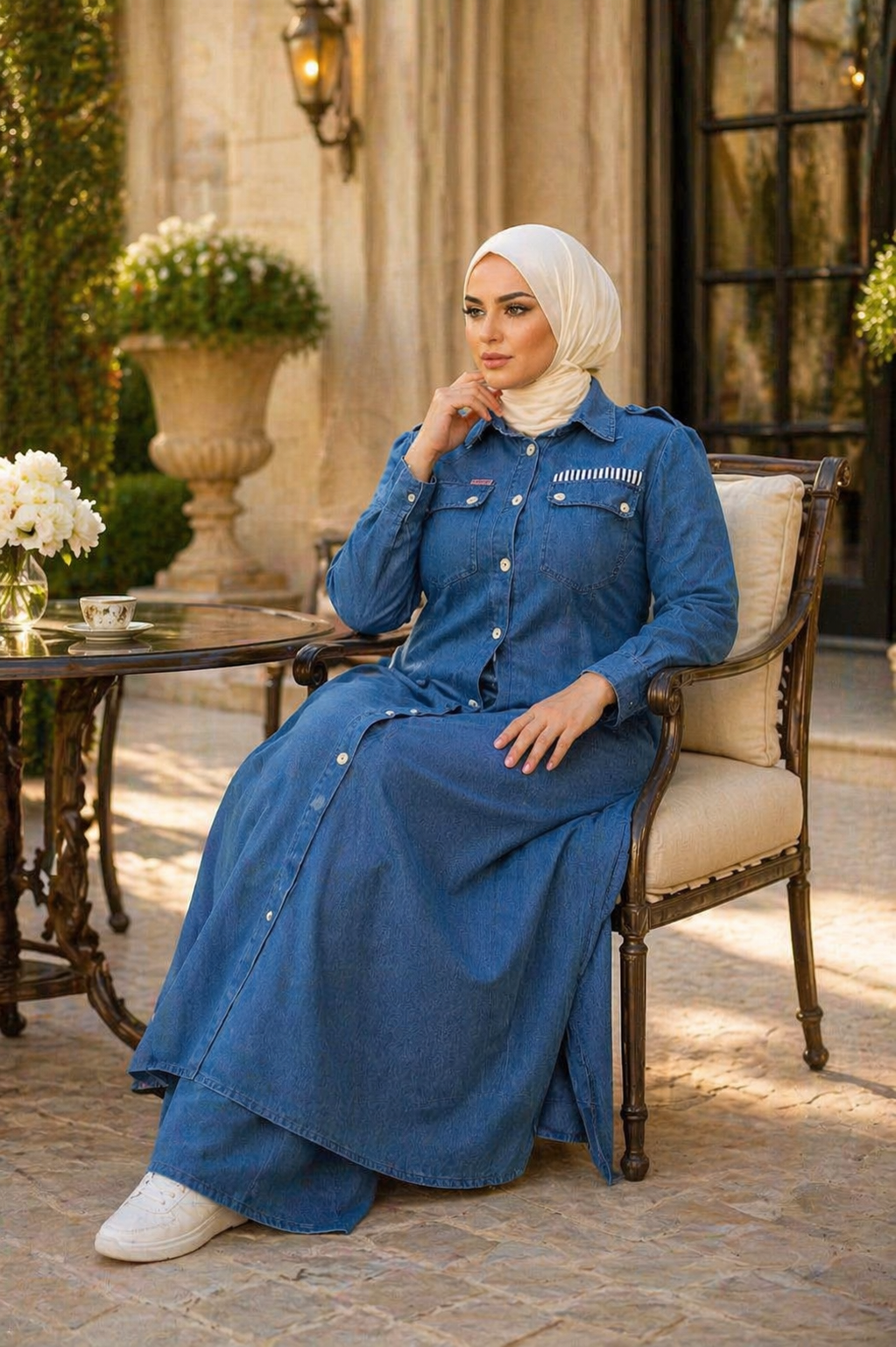 Denim Two-Piece Set | Modest & Stylish | Blue & Black Heba Boutique