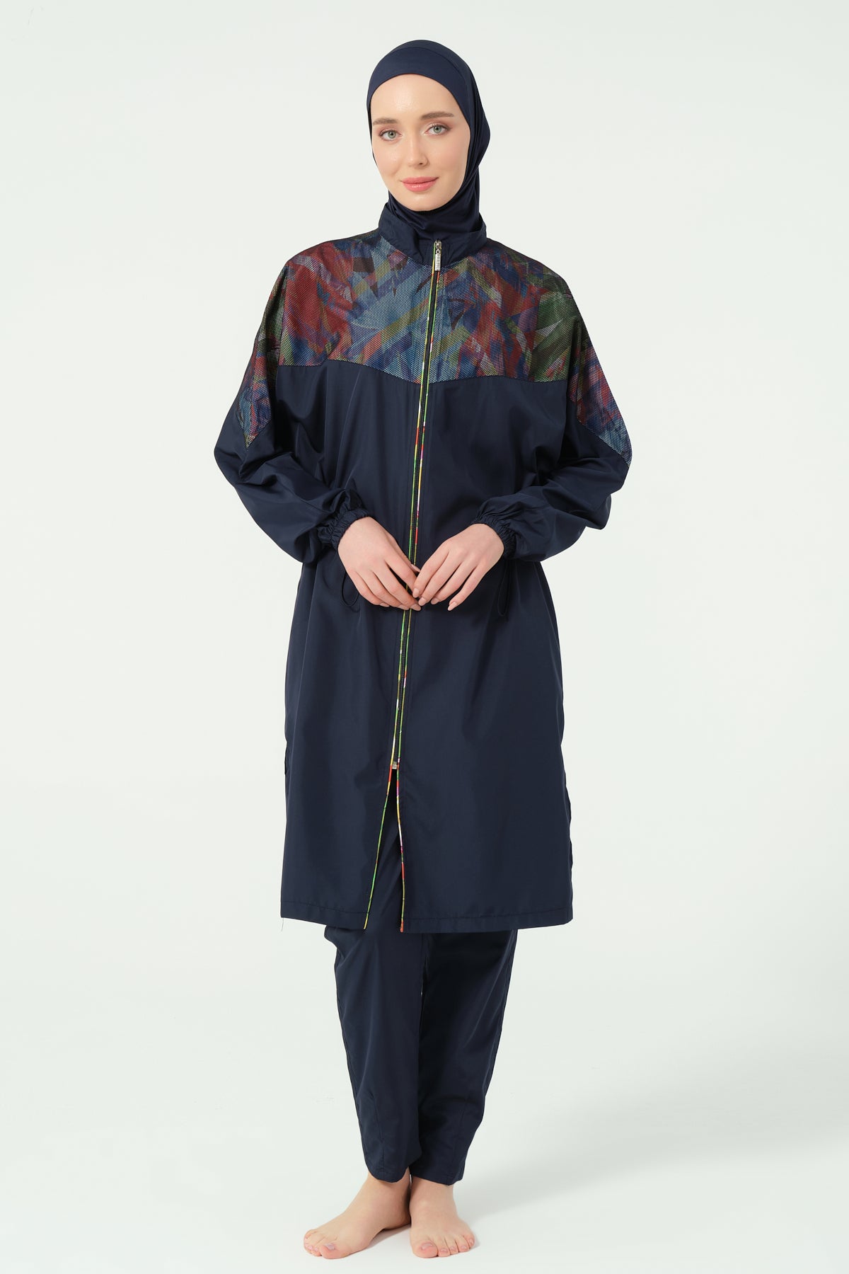 Modest Swimwear Set – Printed Long Top & Flare Pant Heba Boutique