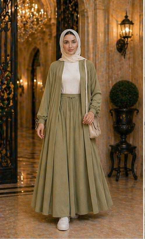Modest Cardigan & Maxi Skirt Set – Elegant Everyday Outfit Heba Boutique