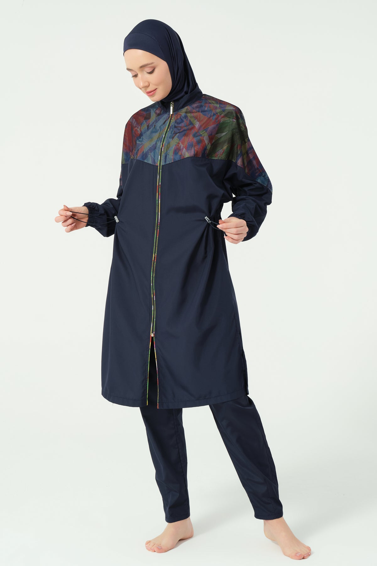 Modest Swimwear Set – Printed Long Top & Flare Pant Heba Boutique