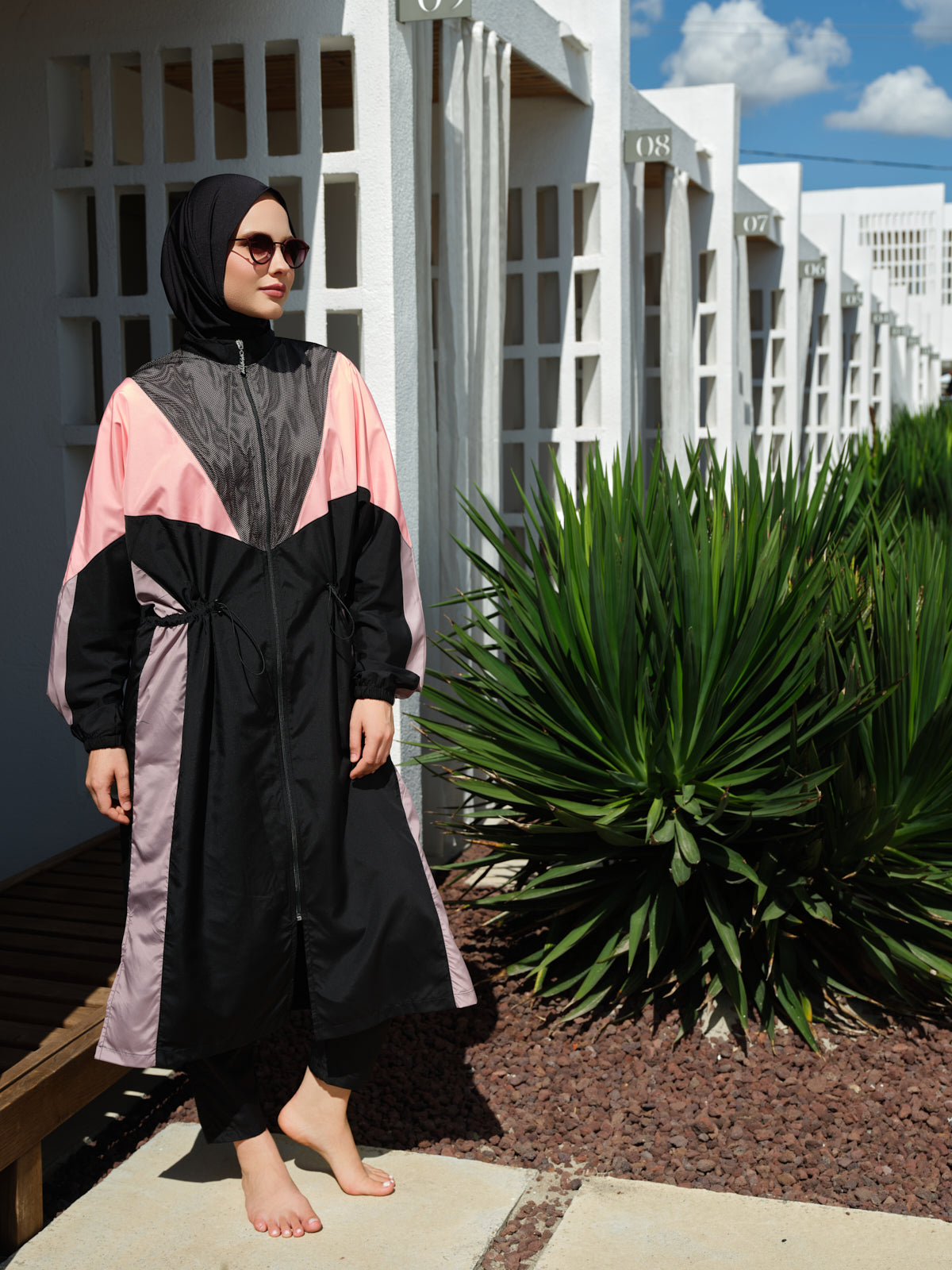 Sporty Modest Swim Set – Color Block Design Heba Boutique
