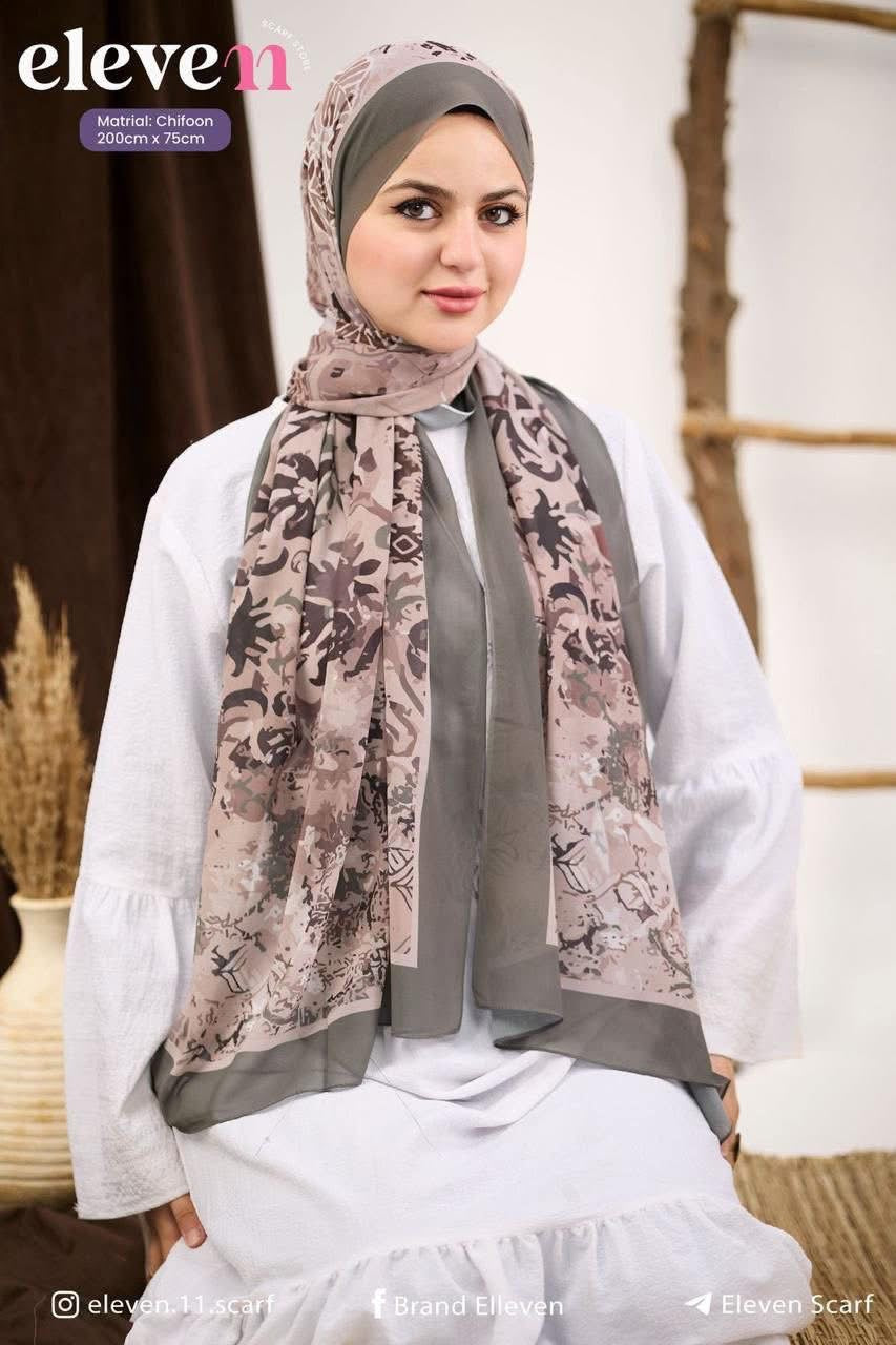 🧕 Digital Printed Crêpe Chiffon Hijab – Elegant & Practical