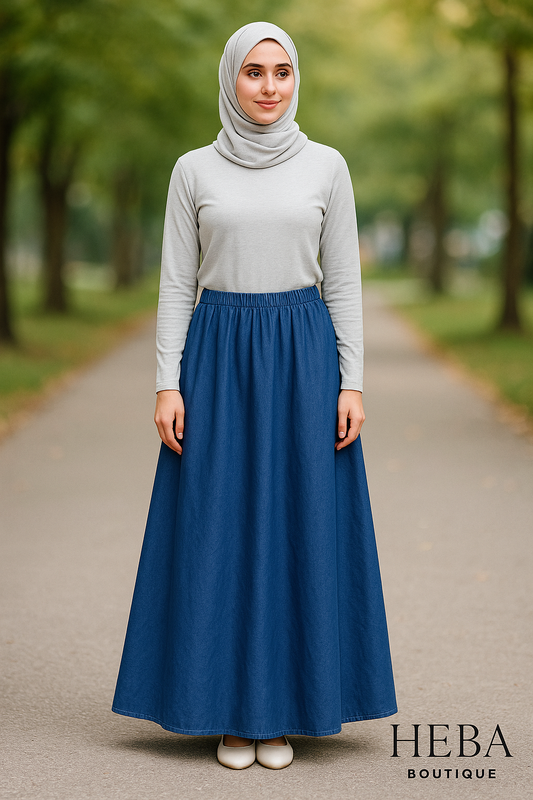 Loose Fit Denim Skirt – Free Size, Modest & Stylish