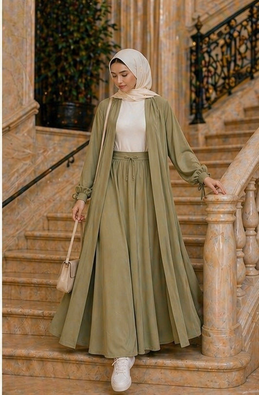 Modest Cardigan & Maxi Skirt Set – Elegant Everyday Outfit Heba Boutique