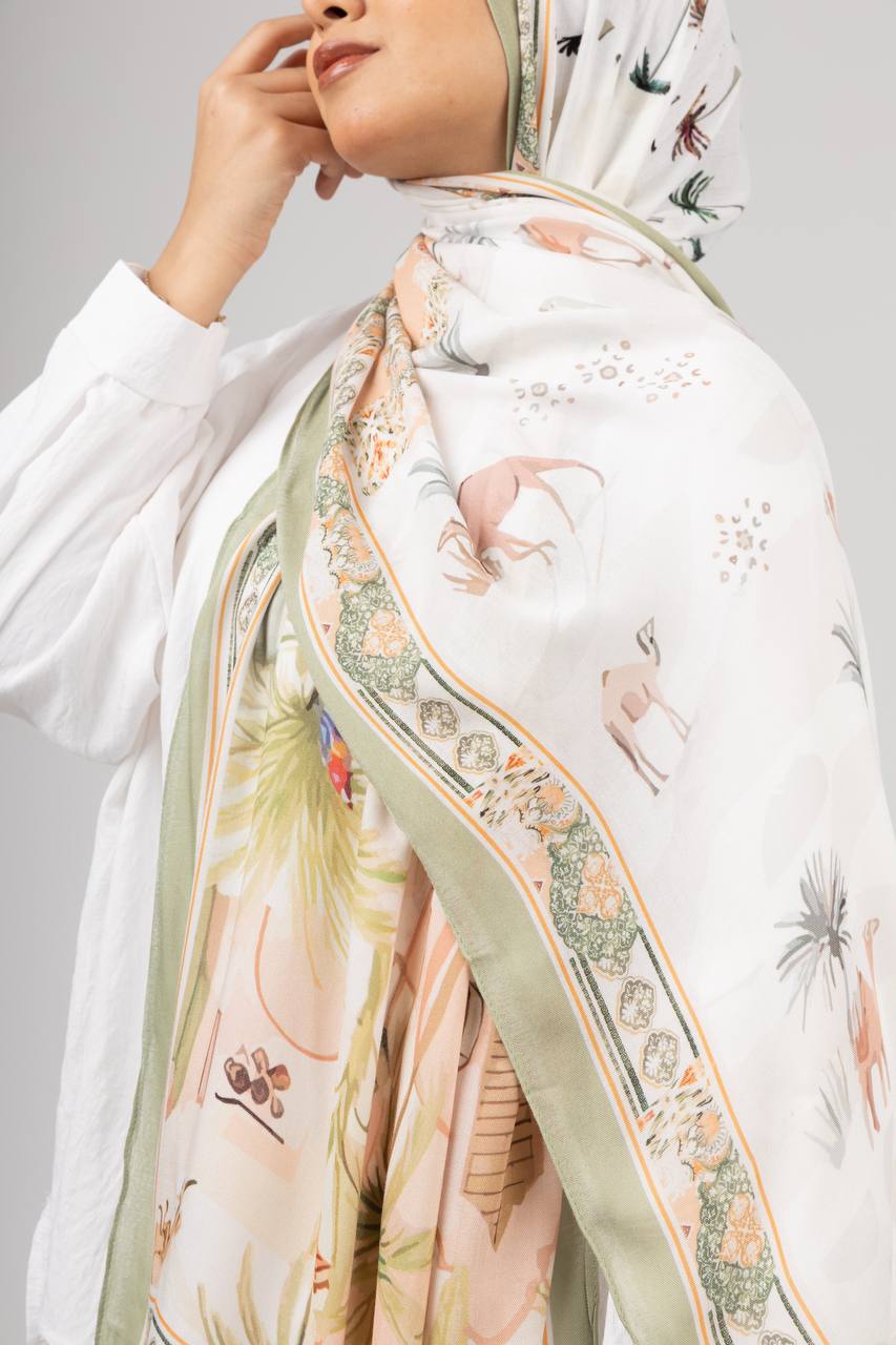 Modal Printed Hijab – Soft, Lightweight & Elegant Heba Boutique