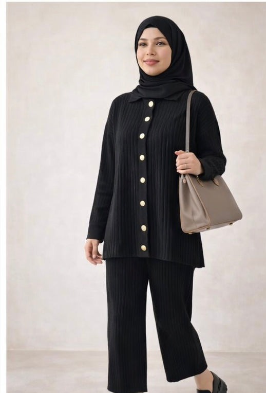 Ribbed Knit Modest Two-Piece Set – Free Size Heba Boutique
