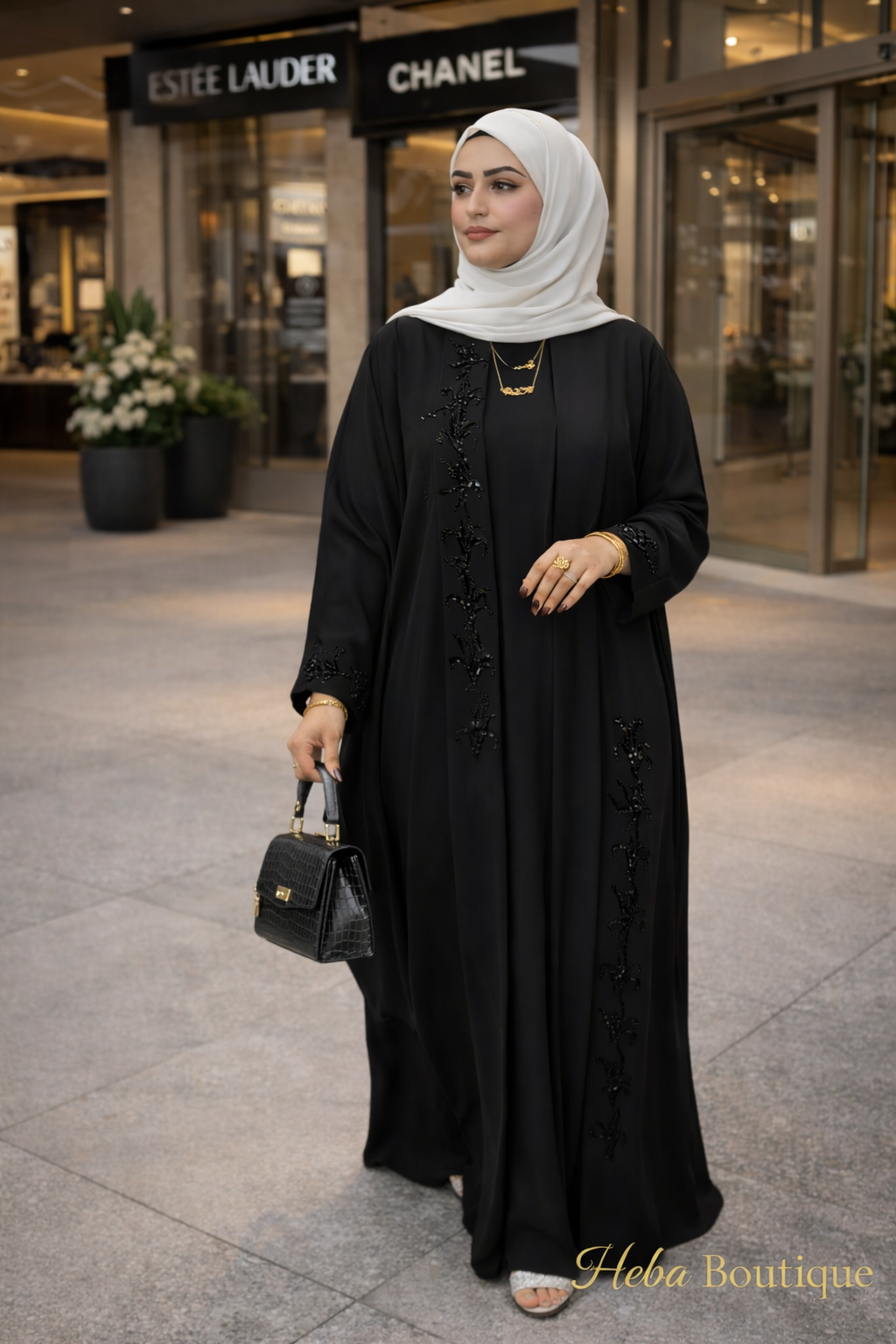 ✨ Elegant Black Embroidered Abaya – Luxury Modest Style Heba Boutique