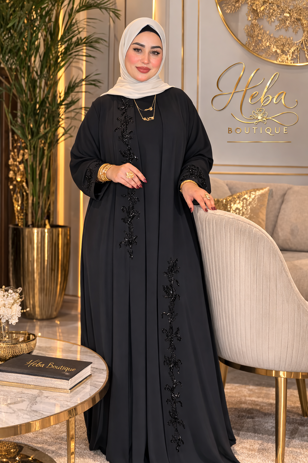 ✨ Elegant Black Embroidered Abaya – Luxury Modest Style Heba Boutique
