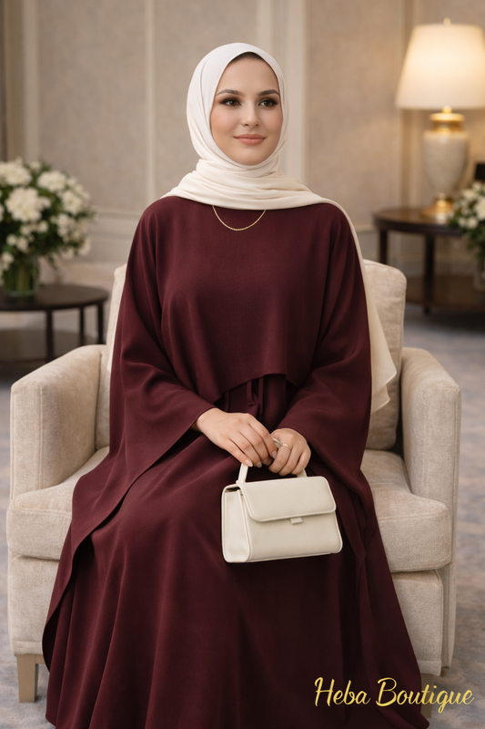 Elegant Linen Two-Piece Modest Set – Premium Flowing Design Heba Boutique