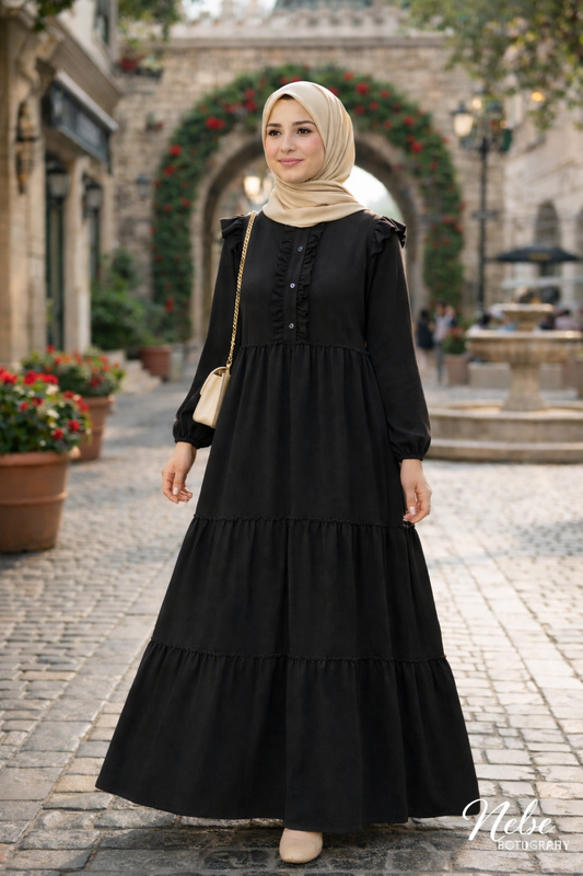 Modest Crepe Dress Heba Boutique