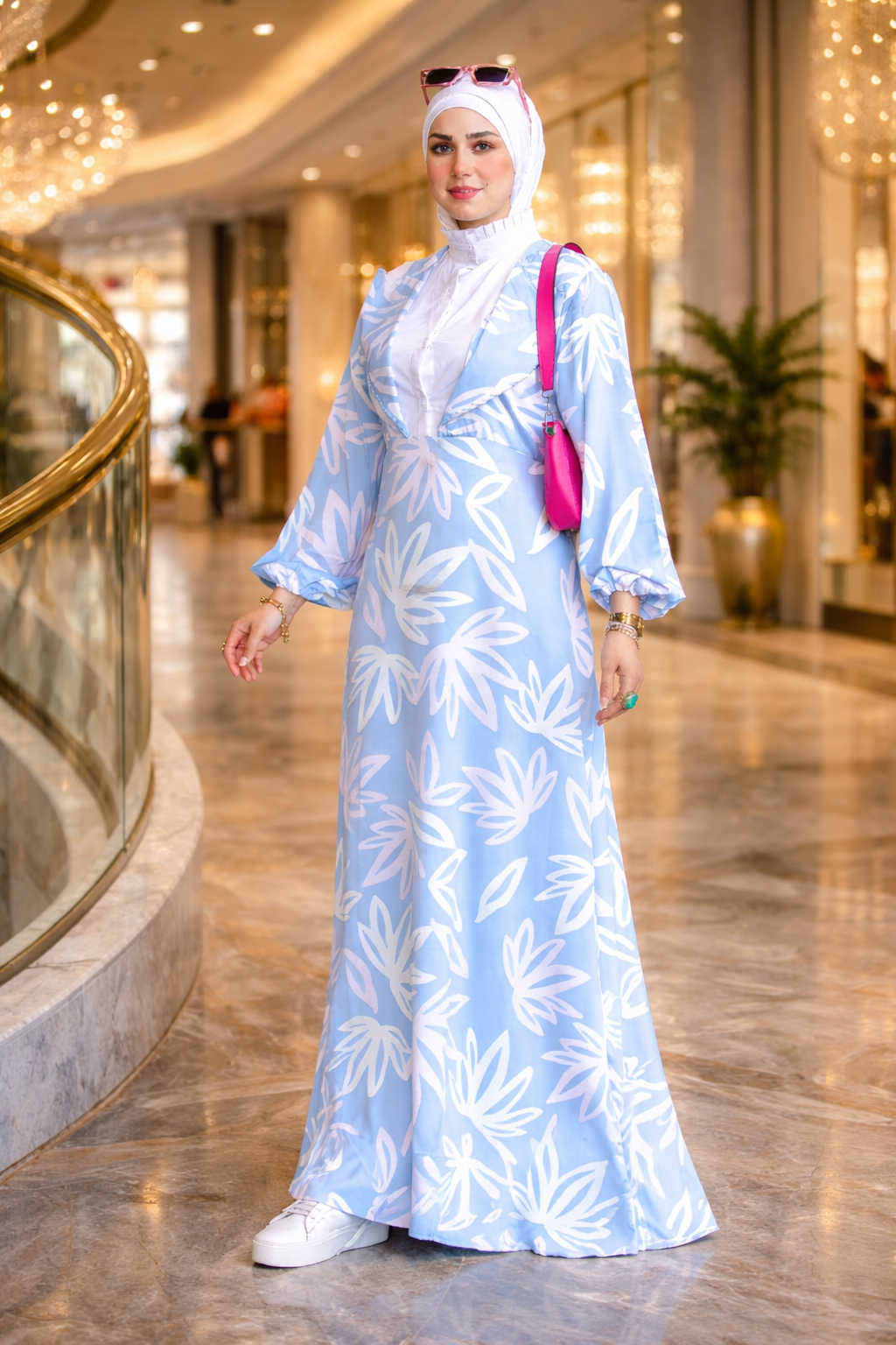 Blue Leaf Italian Crepe Maxi Dress – Modest Style