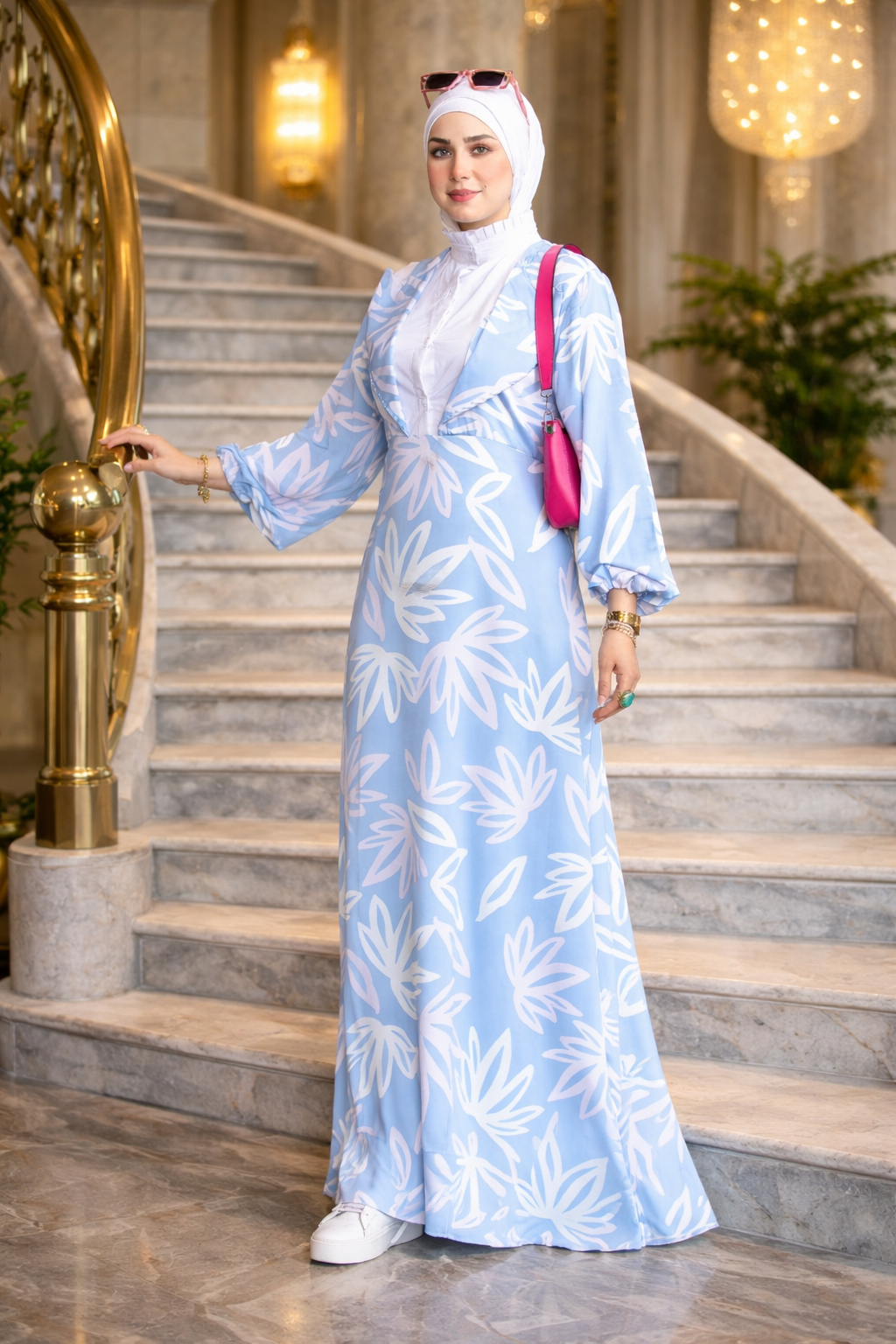 Blue Leaf Italian Crepe Maxi Dress – Modest Style